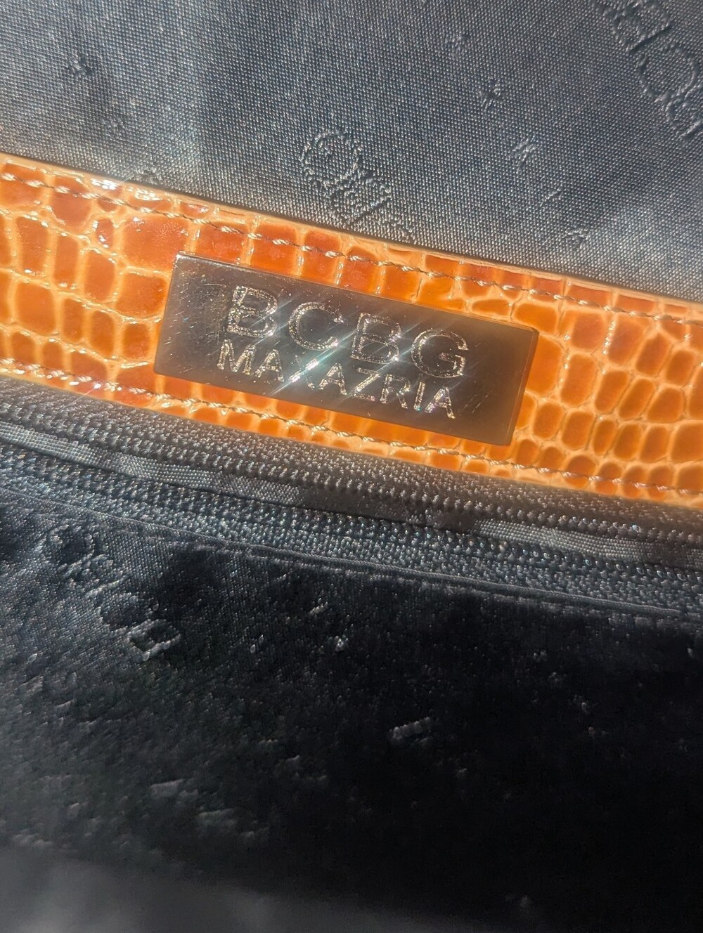 BCBGMaxAzria Amber Patent Lizard Embossed Italian Leather Satchel.NWT - Picture 10 of 14